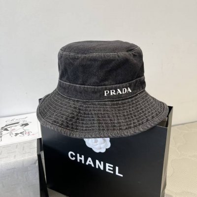 prada普拉达新款遮阳渔夫帽 防紫外线布帽 可折叠头围57Cm