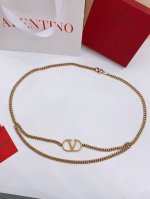 华伦天奴 Garavani Vlogo Signature 金属链条腰带-银色调效果-Logo细节开合设计 装饰长阶梯型切面施华洛世奇水晶意大利制造