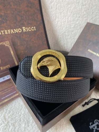 stefano Ricci 新款顶顶级品質 精品經典鹰头鋼扣 底桥雕刻Logo原版压纹牛皮進口底皮-寬度38毫米