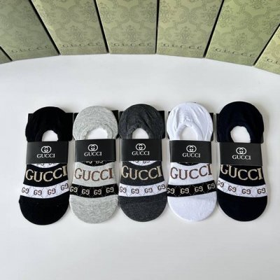 特 配专柜包装 gucci 古驰 新款船袜隐形袜堆堆袜袜子 一盒五双 专柜同步筒袜袜子 大牌出街 潮人必备超好搭