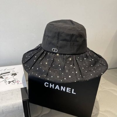 dior迪奥新款遮阳渔夫帽 荷叶边遮阳帽 名媛风 头围57Cm