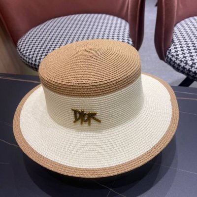 Dior迪奥 的新款草编平顶遮阳草帽盆帽沙滩风 简约大方 百搭单品 出街首选 新款帽型超美腻 新品上架