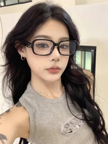 韩版方形Gm黑框素颜防蓝光平光镜女方圆脸显瘦可配度数近视眼镜框