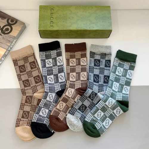 配包装 P60 一盒5双 Gucci 古奇 新款ＧG双针双路小腿堆堆袜！纯棉面料，火爆Logo图案，专柜同步长筒袜子，大牌出街，潮人必备超好搭
