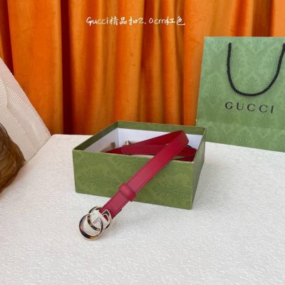 品牌 Gucci ：原单面头层牛皮腰带搭配原厂皮底，新款双G铜扣，时尚大方，古奇又一经典之作，宽度2.0Cm