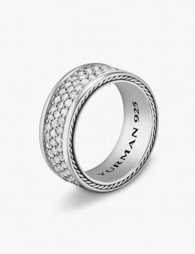上新。David Yurman 8.5Mm纽线满钻戒指，白钻款， 尺寸：美号，7-8-9-10，四个号