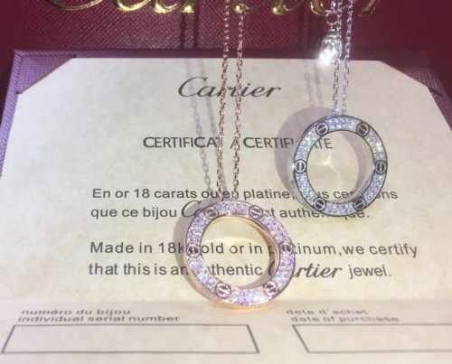 cartier卡地亚经典Love满天星圆环项链 原版一比一订做，媲美真品 高端亚金电镀18K金工艺 镶嵌进口仿真高碳钻 玫瑰金 白金两色