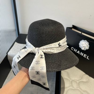 chanel香奈儿新款草帽 搭配真丝飘带 仙女出游必备 头围57Cm