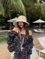 Chanel香奈儿草帽，高级定制，头围57Cm。