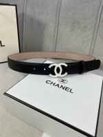 特 宽度3.0Cm Chanel 香奈儿 女士经典款腰带皮带新款光滑内衬磨砂牛皮银色 精品磨胶钢扣