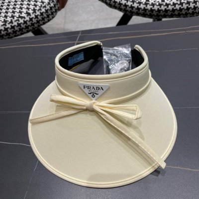 普拉达prada新款春夏季防晒透气纯色简约空顶帽女遮阳