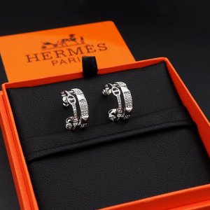 hermes 爱马仕猪鼻子柳丁满钻C形耳环Xe881