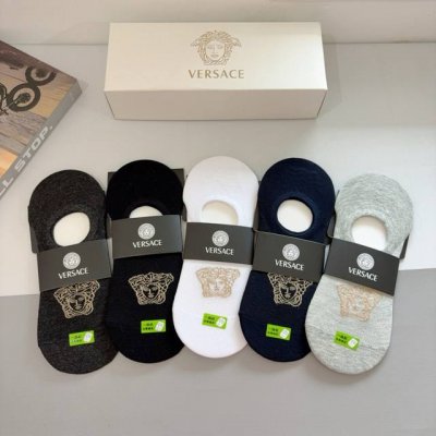 配包装 一盒五双 versace范思哲 欧美大牌男款船袜潮人必不可少的专柜代购品质 搭配起来超高逼格 必入时髦小单品