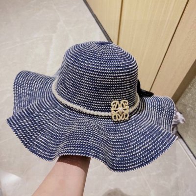 特 配防尘袋 Loewe罗意威 2025新款荷叶边珍珠款大沿礼帽盆帽草帽 出街必备超好搭配 有调节绳