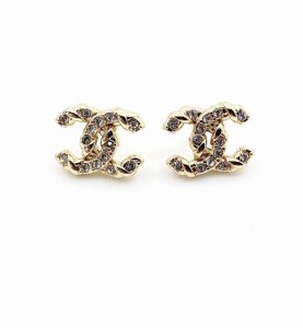 Chanel 最新款满钻Cc耳钉 一致Z批黄铜材质