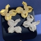 P100Lv 路易威登欧美时尚个性镶钻四叶花菱形花耳钉 黄铜材料镀金 2个色