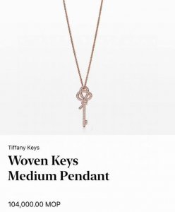 Tiffany Keys 系列全球限量款 Woven ，精工细作，咪金电镀，Cnc刻字， 满钻钥匙项链、Tiffany Keys 系列Woven 钥匙项链，及T