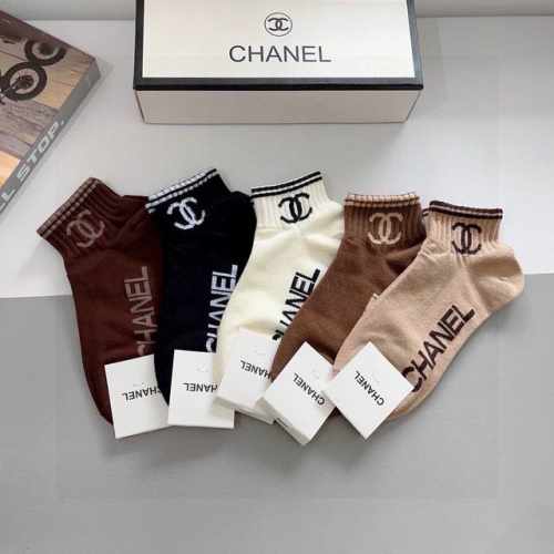 配包装 一盒5双 chanel 香奈儿 新款高端袜子 爆款字母专柜同步船袜 袜子 大牌出街 潮人必备超好搭