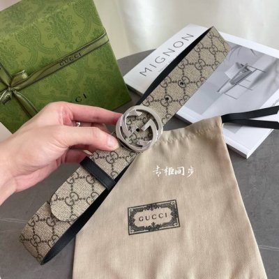 gucci 编码 397660 Apoot 双面进口原厂牛皮材质 宽度3.7Cm 圆双G旋转扣 双面可用 可裁剪 顶级
