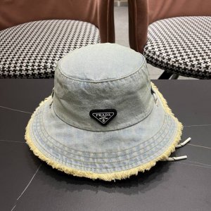 prada 普拉达 潮韩版牛仔帽子毛边简约渔夫帽男女春夏季时 尚休闲百搭遮阳防晒帽