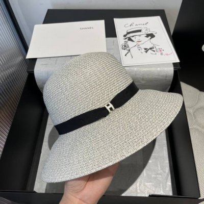 爱马仕草帽，遮阳盆帽，可折叠，高级定制，头围57Cm。