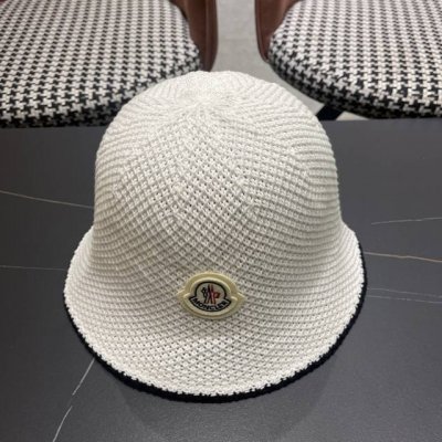 p80【Moncler蒙口】拼色镂空渔夫帽子女夏季百搭透气遮阳帽日系显脸 小盆帽水桶太阳帽