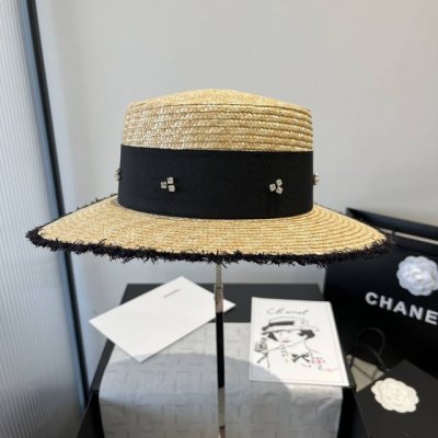 miumiu缪缪新款麦秆草平顶礼帽 头围57Cm
