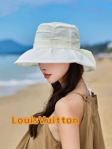 Louisvuitton路易威登春夏季遮阳渔夫帽子女款百搭遮脸防紫外线太阳帽大檐出游防晒盆帽
