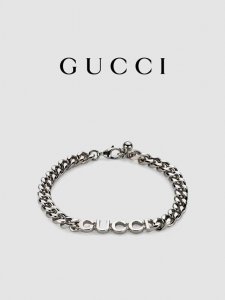130项链110手链 gucci古驰饰手写体Gucci标识手链尺寸18-20-22