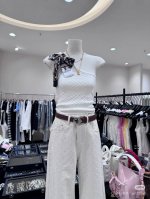 Lv斜肩针织背心