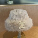 路易威登Lv毛绒渔夫帽女秋冬季加厚保暖显脸小盆帽子