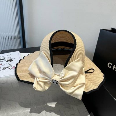 chanel香奈儿波浪边空顶草帽 头围57Cm