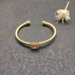 上新。David Yurman 4Mm黄金色四方钻纽线紫香槟钻手镯。建议适合佩戴的手围15-20Cm 编号Dysz-196