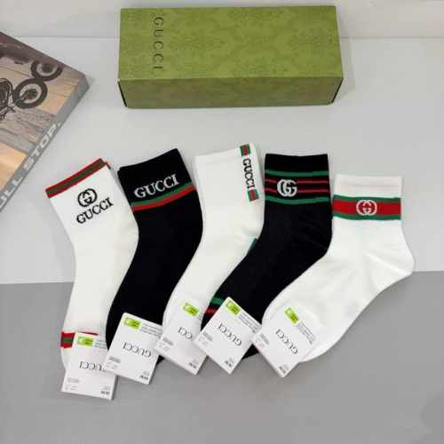 配包装P50（一盒5双） gucci 古奇2025新款袜子！纯棉面料，火爆图案，专柜同步中筒袜子，大牌出街，潮人必备超好搭！
