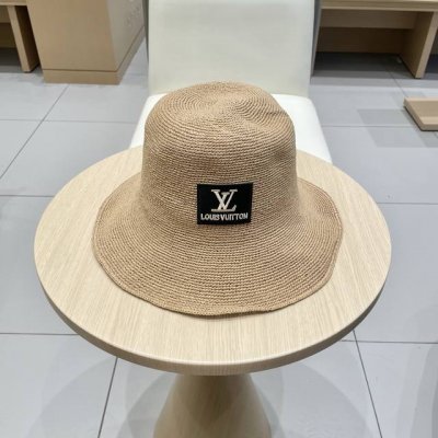Lv路易威登夏细勾针遮阳帽纯手工细草太阳帽夏季仙女出游圆顶草帽防晒遮阳帽