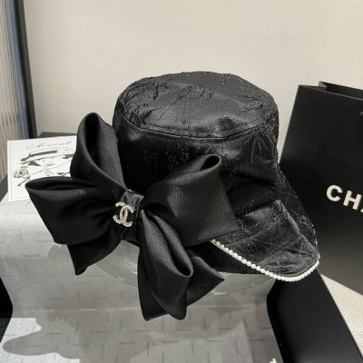 chanel香奈儿高端蝴蝶结渔夫帽 遮阳帽 春秋新款 头围57Cm