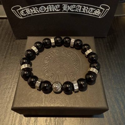 新款 专柜品质 Chrome Hearts克罗心 经典复古多元素黑曜石手链手串 凹凸造型不同的花纹设计风格 呈现出与众不同 十字架 童军花是克罗心的志 所以更经