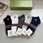 配包装 一盒5双 gucci 古奇 火爆经典款男士船袜 刺绣纯棉面料 潮人必备 经典双G袜子 个性时尚百搭款