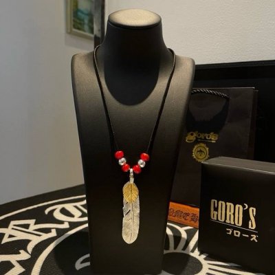 新品上架Goro’S高桥吾郎上金羽毛吊坠，高桥经典皮绳琉璃珠项链，顶级版本，认准独家拍摄，主攻高端市场 ，快手Ins小红书热门款，绝对区别普通版本！图片产品细节