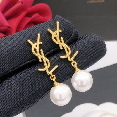 编号Yed0060 Ysl*最新款吊珍珠耳钉 一致Zp黄铜材质