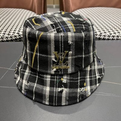 Lv路易威登韩版破洞格纹渔夫鞋 女休闲百搭显脸小盆帽