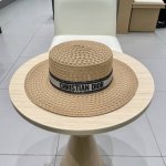 Dior迪奥2025新款镂空平顶草帽 头围57Cm 黑 卡其 2色