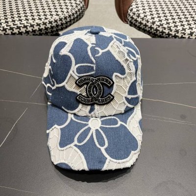 香奈儿Chanel夏季新款剌绣花朵棒球帽子女时尚百搭鸭舌帽韩 版网纱透气遮阳帽