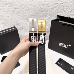 mont Blanc 全新万宝龙男士自动扣腰带 3.5Cm宽 牛皮材质轻盈 可自由裁剪 纯钢扣五金材质 商务男士的首选 满足日常所有场合