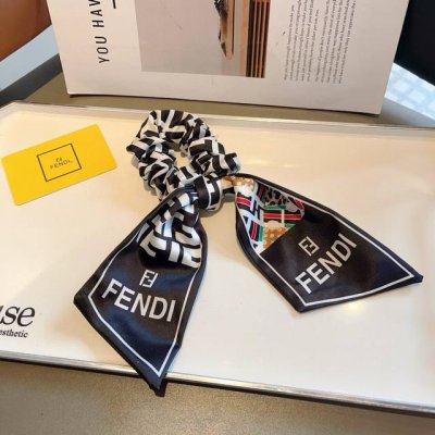 配包装 fendi 芬迪 双F字母飘带马尾发圈 蝴蝶结肠圈 高档韩版皮筋 经典花型设计 高端大气 名媛范儿