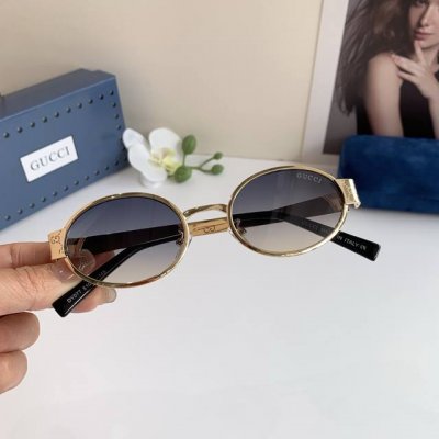 Gucci 古奇新款时尚金属框小圆形偏光太阳镜 高品质 佩戴舒适 网红潮款遮阳眼镜