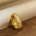 a5643 古法黄金工艺 中古系列 新款 复古拉丝 四叶草 戒指 底部镂空设计 高级感十足 高端925纯银 18K金镶嵌7A高碳钻 复古美 精致到骨子里了 电镀