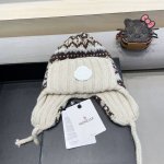 蒙口moncler2024新款护耳针织帽女秋冬季保暖捂耳毛线帽复古民族风显脸小帽子