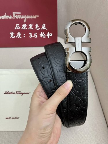 特P170 )Ferragamo菲拉格慕男士专柜对版金属扣，头层牛皮双面外用腰带，商务通勤休闲场合均适合佩戴。3.5Cm