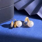 无标小众设计Ins风韩版时尚气质珍珠耳夹 金色 重约3.2G 高约1.4Cm 珍珠直径约0.98Cm